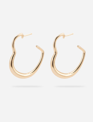 ARETES CHAPA DE ORO TIPO ARRACADA COLOR DORADO CON FORMA DE GOTA DELGADO DE TEXTURA LISA - MICHELLE ACCESORIOS