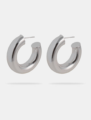 ARETES CHAPA DE ORO TIPO ARRACADA EN COLOR PLATA CIRCULARES LISOS MEDIDA 3.3 CM - MICHELLE ACCESORIOS