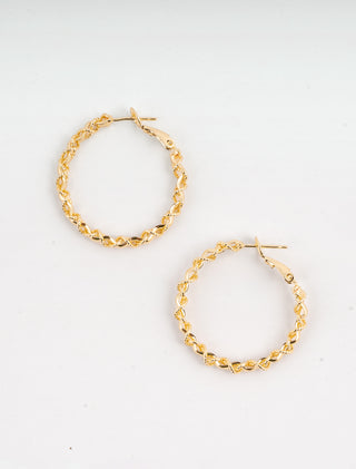 ARETES EN CHAPA DE ORO DORADOS TIPO ARRACADAS TRENZADAS HUECOS MEDIDA 30 MM - MICHELLE ACCESORIOS