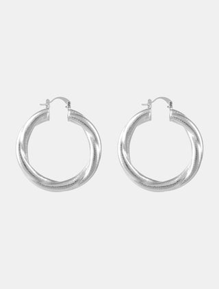 ARETES TIPO ARRACADAS CHAPA DE ORO PLATEADOS EN FORMA DE ARO OVALADO ENCORCHADOS  - MICHELLE ACCESORIOS