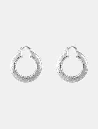 ARETES TIPO ARRACADA CHAPA DE ORO PLATEADOS EN FORMA DE ARO OVALADO MARTILLADOS - MICHELLE ACCESORIOS