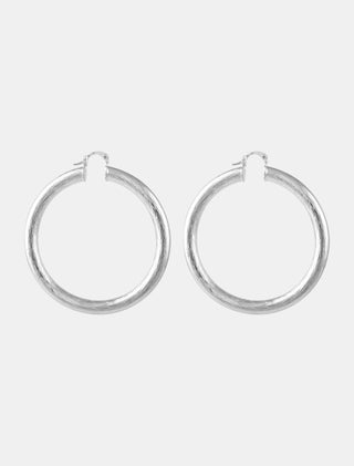 ARETES TIPO ARRACADA CHAPA DE ORO PLATEADOS EN FORMA DE ARO OVALADO - MICHELLE ACCESORIOS