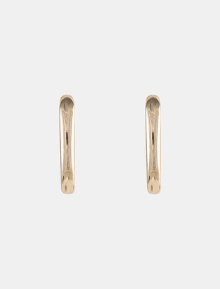 ARETES TIPO ARRACADA EN CHAPA DE ORO DORADOS LISOS EN FORMA CUADRADA 25 MM DE CIRCUNFERENCIA - MICHELLE ACCESORIOS