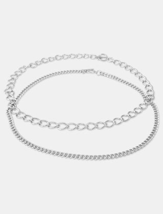 COLLAR DE BISUTERÍA CON CADENA DOBLE PLATEADA MICHELLE ACCESORIOS