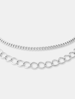 COLLAR DE BISUTERÍA CON CADENA DOBLE PLATEADA MICHELLE ACCESORIOS