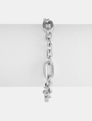 PULSERA EN CHAPA DE ORO COLOR PLATA CON ESLABONES RECTANGULARES - MICHELLE ACCESORIOS