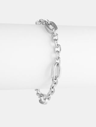 PULSERA EN CHAPA DE ORO COLOR PLATA CON ESLABONES RECTANGULARES - MICHELLE ACCESORIOS