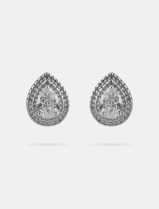 SET EN CHAPA DE ORO COLOR PLATA DE LA COLECCIÓN EL ARTE DE SER MAMÁ DE ARETES TIPO BROQUEL Y COLLAR CON DIJE DE GOTA CON PIEDRA DE ZIRCONIA INCLUYE CAJA DE REGALO PARA MAMÁ - MICHELLE ACCESORIOS