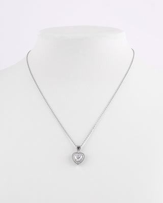 SET EN CHAPA DE ORO COLOR PLATA DE LA COLECCIÓN EL ARTE DE SER MAMÁ DE ARETES TIPO BROQUEL Y COLLAR CON DJE DE CORAZÓNCON PIEDRA DE ZIRCONIA INCLUYE CAJA DE REGALO PARA MAMÁ - MICHELLE ACCESORIOS