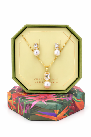 Set Aretes y Collar Isadora