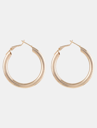 ARETES ARRACADA DE ARO EN CHAPA DE ORO COLOR DORADO TEXTURA LISA 40 MM DE CIRCUNFERENCIA - MICHELLE ACCESORIOS