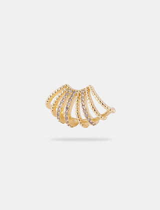 ARETES CHAPA DE ORO 18K TIPO BROQUEL COLOR DORADO CON TEXTURA Y DETALLES DE PEDRERÍA DE ZIRCONIA CON CAJA DE REGALO - MICHELLE ACCESORIOS
