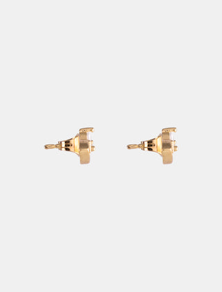 ARETES CHAPA DE ORO TIPO BROQUEL EN FORMA DE CONEJITO DE UN LADO Y ZANAHORIA DEL OTRO LADO CON DETALLES DE PEDRERÍA ZIRCONIA - MICHELLE ACCESORIOS