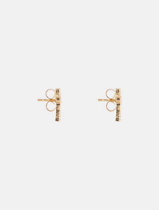 ARETES CHAPA DE ORO TIPO BROQUEL EN FORMA DE CRUZ CON DETALLES DE PEDRERÍA ZIRCONIA - MICHELLE ACCESORIOS