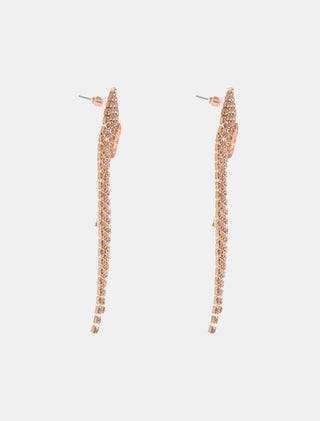 ARETES COLGANTES DE PEDRERÍA CON ZIRCONIA EN COLOR DORADO CHAMPAGME DE 8 CM DE LARGO - MICHELLE ACCESORIOS