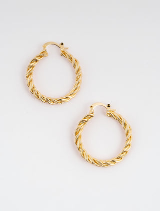 ARETES EN CHAPA DE ORO DORADOS TIPO ARRACADAS TRENZADOS MEDIDA 30 MM - MICHELLE ACCEESORIOS