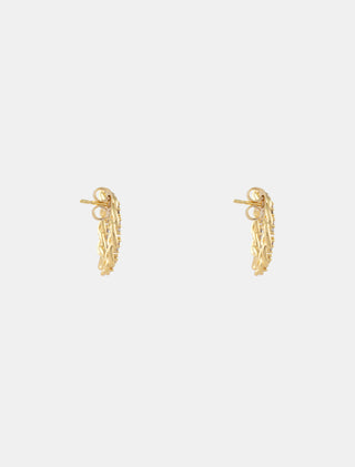 ARETES EN FORMA DE ESLABONES EN CHAPA DE ORO CON DETALLES DE ZIRCONIA DE 1.8 CM DE DIÁMETRO - MICHELLE ACCESORIOS