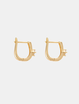 ARETES HUGGIES EN CHAPA DE ORO DE 1.5 CM DE LARGO CON PEDRERÍA DE ZIRCONIA - MICHELLE ACCESORIOS