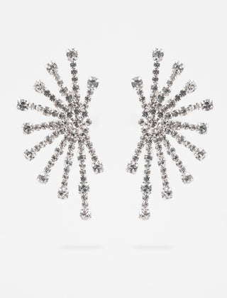 ARETES PEDRERÍA FINA DE CRISTAL COLOR BLANCO EN FORMA DE PICOS - MICHELLE ACCESORIOS