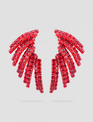 ARETES PEDRERÍA FINA DE CRSITAL COLOR ROJO EN FORMA DE PICOS - MICHELLE ACCESORIOS