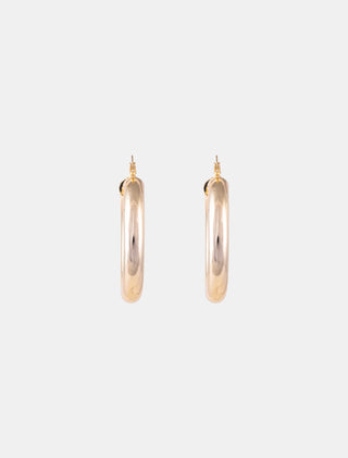 ARETES TIPO ARRACADA EN CHAPA DE ORO EN FORMA DE ARO DORADOS - MICHELLE ACCESORIOS