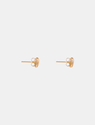 ARETES TIPO BROQUEL EN CHAPA DE ORO FORMA DE CORAZÓN COLOR DORADO CON DETALLES EN PEDRERÍA DE CRISTAL FINA DE COLORES - MICHELLE ACCESORIOS