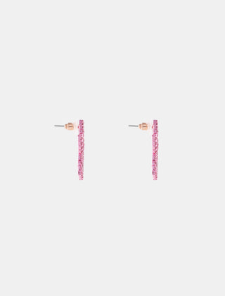 ARETES TIPO BROQUEL EN FORMA DE ESTRELLA CON PEDRERÍA EN COLOR ROSADO Y ACABADO METÁLICO DE 3 CM DE LARGO - MICHELLE ACCESORIOS