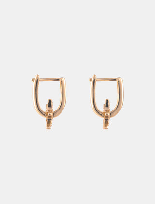 ARETES TIPO HUGGIES EN CHAPA DE ORO DORADOS DE ESTRELLA COLGANTE CON DETALLES DE PEDRERÍA FINA - MICHELLE ACCESORIOS