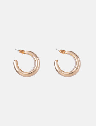 ARETES TIPO HUGGIES EN CHAPA DE ORO DORADOS LISOS - MICHELLE ACCESORIOS