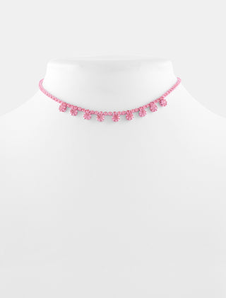 COLLAR CHOKER CON PEDRERÍA COLGANTE EN COLOR ROSADO CON ACABADO METÁLICO - MICHELLE ACCESORIOS