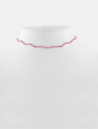 COLLAR CHOKER DE CURVAS EN PEDRERÍA DE COLOR ROSADO CON ACABADO METÁLICO - MICHELLE ACCESORIOS