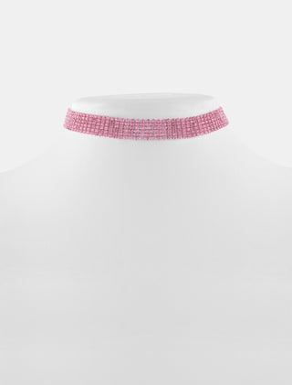 COLLAR CHOKER DE PEDRERÍA EN COLOR ROSADO CON ACABADO METÁLICO - MICHELLE ACCESORIOS