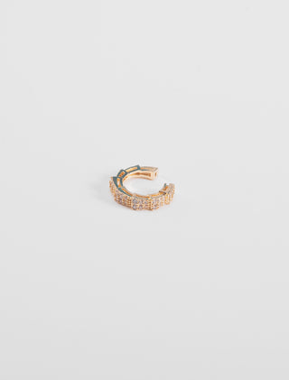 EARCUFF CHAPA DE ORO COLOR DORADO DE DISEÑO ESCALONADO CON DETALLES DE PEDRERÍA - MICHELLE ACCESORIOS