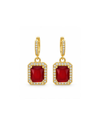 Aretes Huggies Cuadro Carmesi