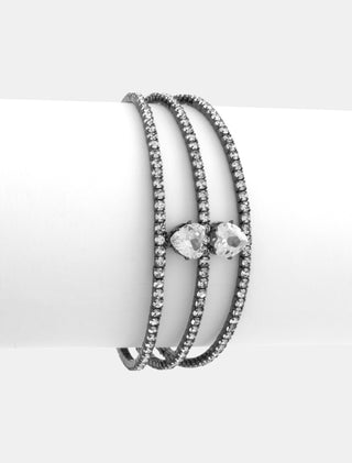 PULSERA BRAZALETE CON ZIRCONIA EN COLOR GRIS HUMO PERFECTO PARA COMBINAR CON TU LOOK - MICHELLE ACCESORIOS