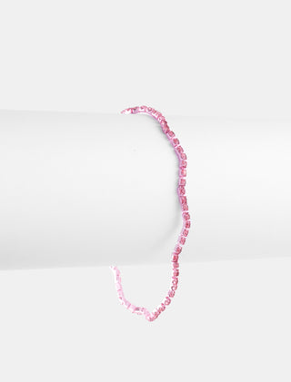 PULSERA DE CURVAS CON PEDRERÍA EN COLOR ROSADO CON ACABADO METÁLICO - MICHELLE ACCESORIOS