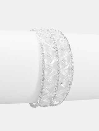 PULSERA ELEGANTE TIPO BRAZALETE DE PEDRERÍA DE ZIRCONIA BLANCA  IDEAL PARA EVENTOS DE NOCHE BODAS Y QUINCEAÑOS - MICHELLE ACCESORIOS