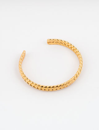 PULSERA TIPO BRAZALETE EN CHAPA DE ORO COLOR DORADO TIPO GRIEGO - MICHELLE ACCESORIOS