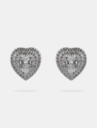 SET EN CHAPA DE ORO COLOR PLATA DE LA COLECCIÓN EL ARTE DE SER MAMÁ DE ARETES TIPO BROQUEL Y COLLAR CON DJE DE CORAZÓNCON PIEDRA DE ZIRCONIA INCLUYE CAJA DE REGALO PARA MAMÁ - MICHELLE ACCESORIOS