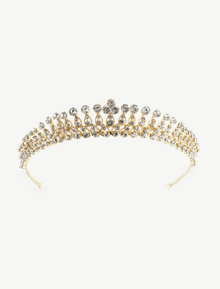 TIARA DORADA CON DETALLES DE PEDRERÍA FORMA DE GOTAS - MICHELLE ACCESORIOS