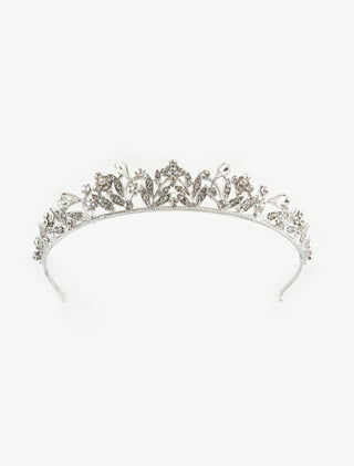 TIARA PLATA CON DETALLES DE PEDRERÍA EN FOR,A DE RAMAS Y FLORES - MICHELLE ACCESORIOS